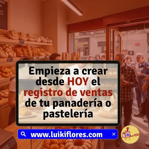 mockup del registro de ventas de una panaderia en excel
